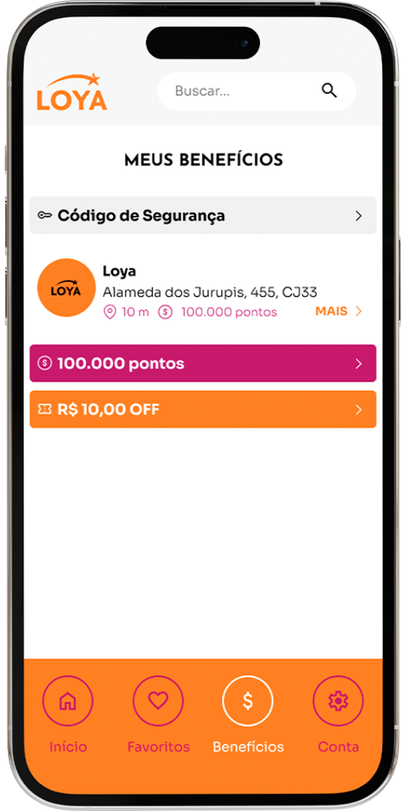 App Loya · tela de benefícios do cliente